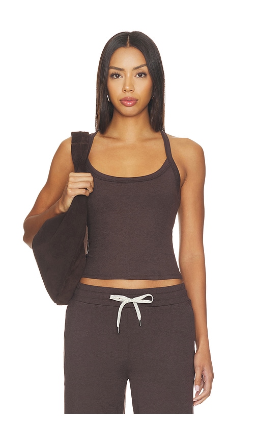Vuori Halo Cross Back Tank Top In Java Heather