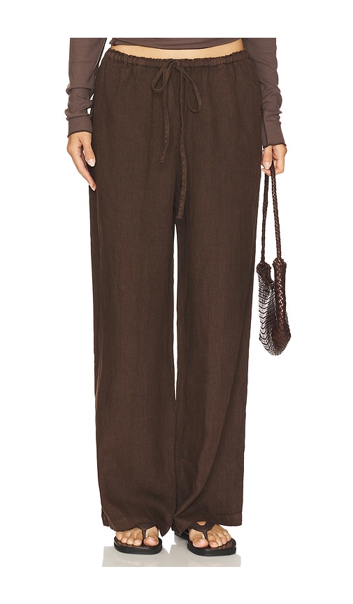 Delphine Linen Pant in Chocolate. - size XS (also in M, S)