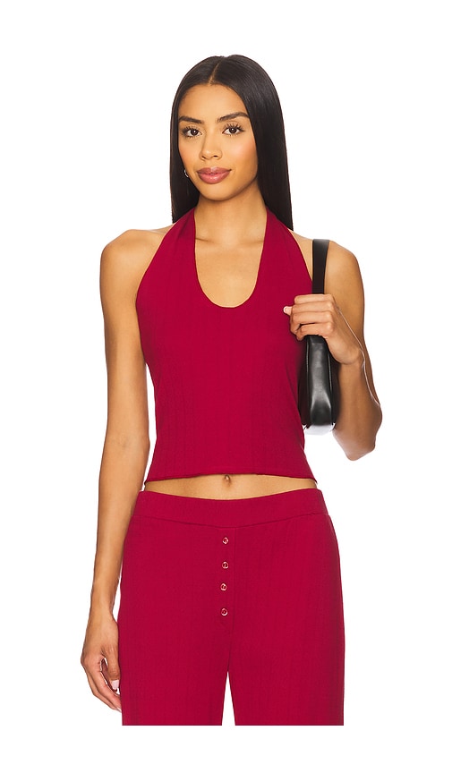 Pointelle Halter Top in Red. - size M (also in L, XS)