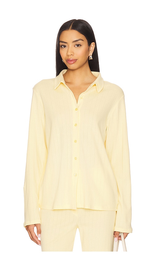 Eloise Pointelle Shirt in Lemon. - size XL (also in M, S, XS)