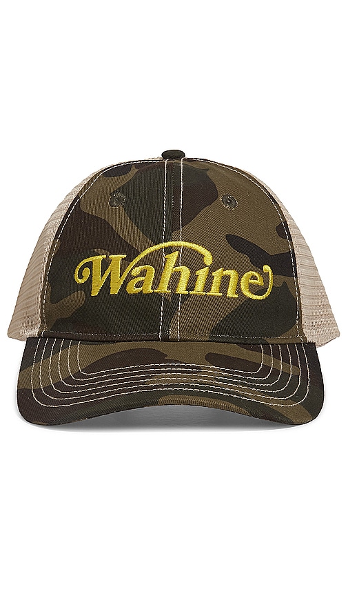 Shop Wahine Trucker Hat In Camo & Beige