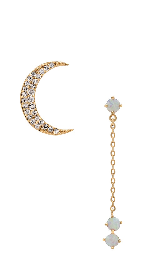 ARETES DE ORO Y ÓPALO EN FORMA DE LUNA CRECIENTE
