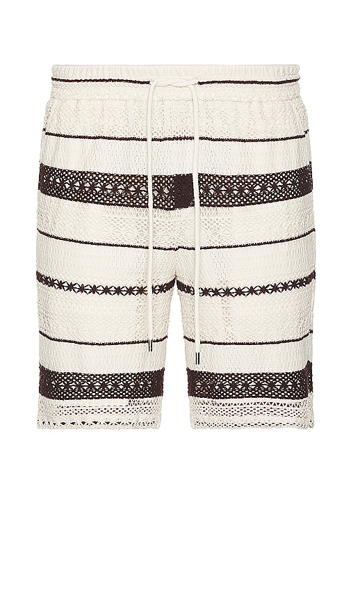 Wao Crochet Stripe Short In Natural & Brown