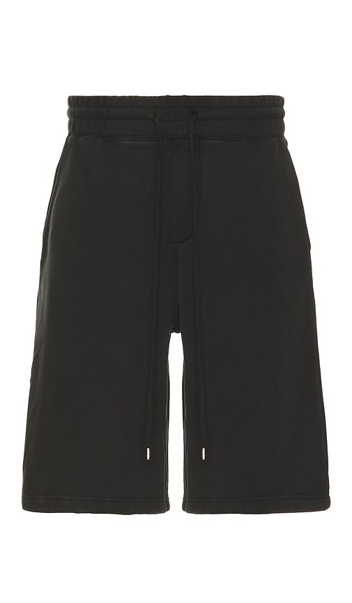 Shop Wao Wide Leg Fleece Short In Washed Black