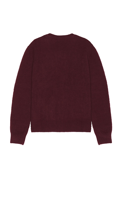 Wao Solid Brushed Cardigan In Burgundy
