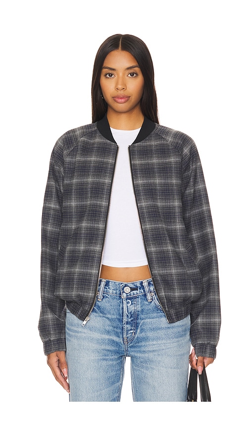 WAO Plaid Bomber Jacket in grey black REVOLVE