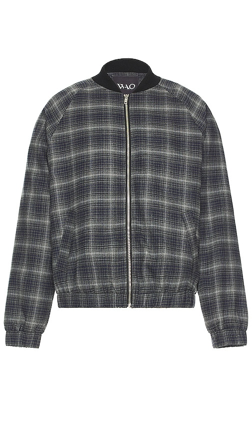Shop Wao Plaid Bomber Jacket In Grey & Black