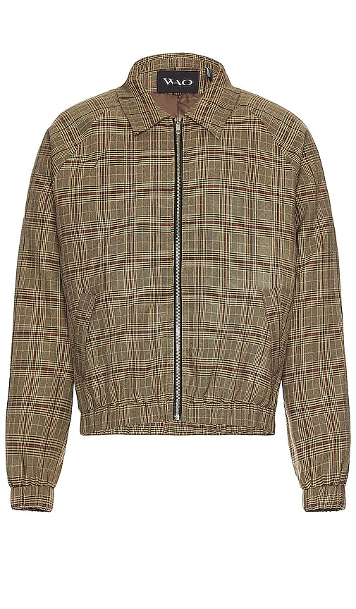 Shop Wao Plaid Bomber Jacket In Brown & Black