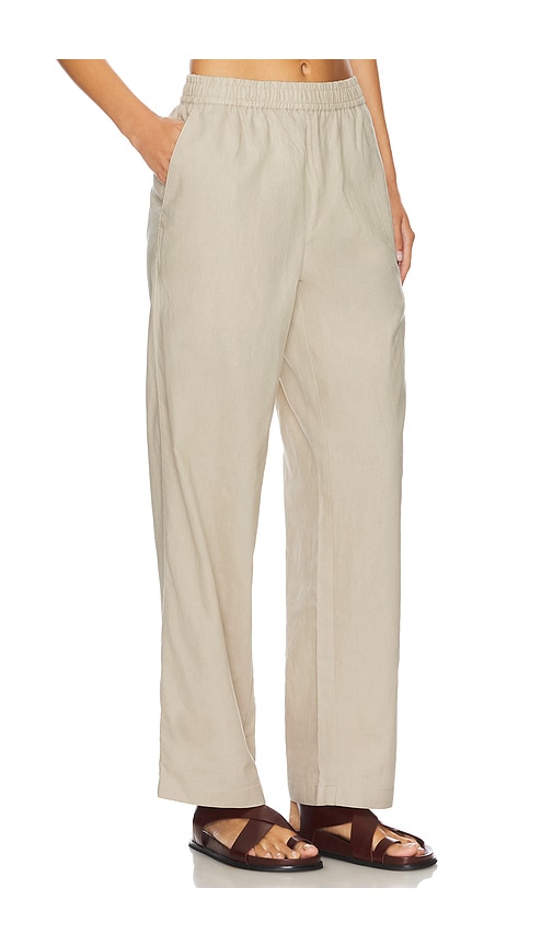 Shop Wao Casual Linen Pant In Beige