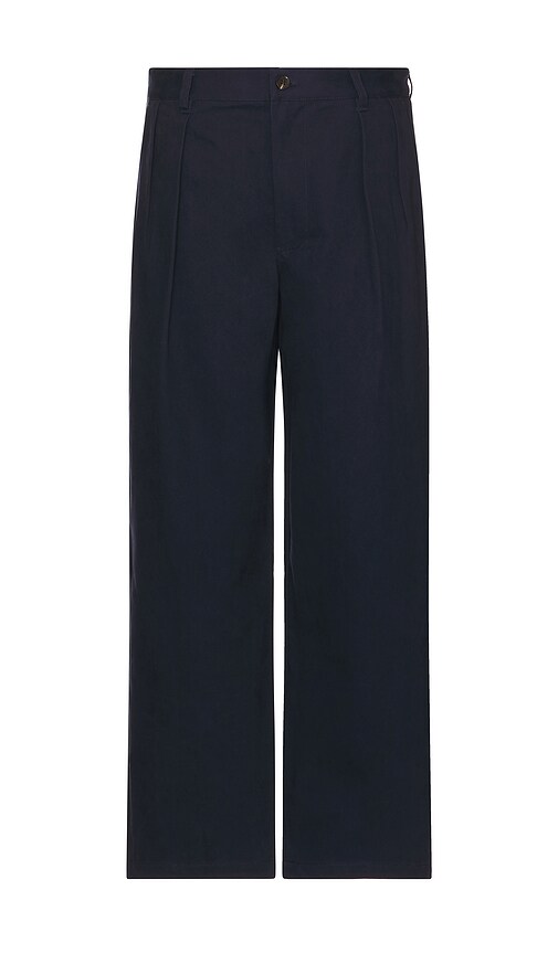 Wao Wide Leg Pleated Trouser In Blue