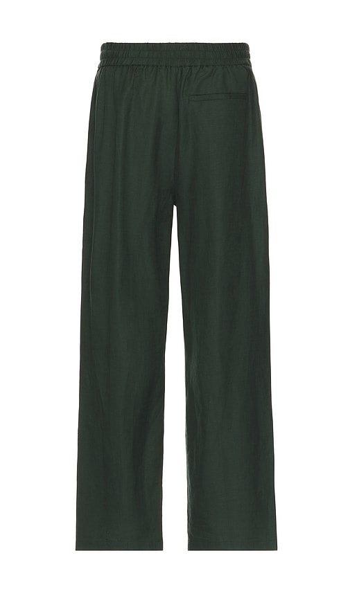 Shop Wao Relaxed Linen Pants In Dark Green