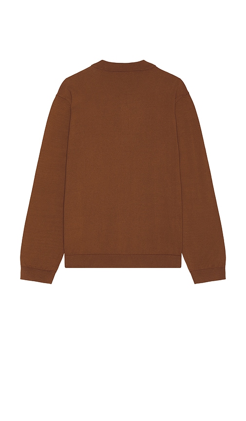 Shop Wao Long Sleeve Knit Polo In Cocoa