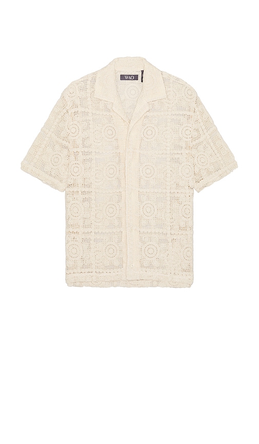 Wao Floral Crochet Camp Shirt In 내추럴