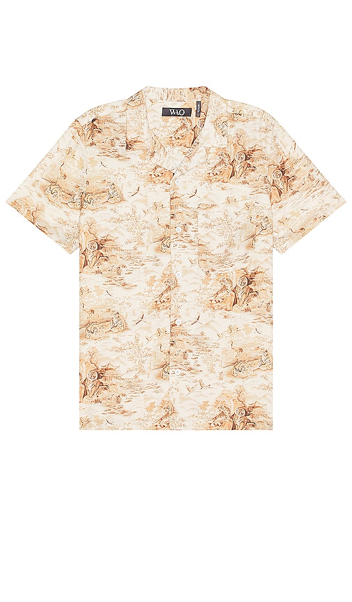 Wao The Camp Shirt In Taupe Tiger Scene