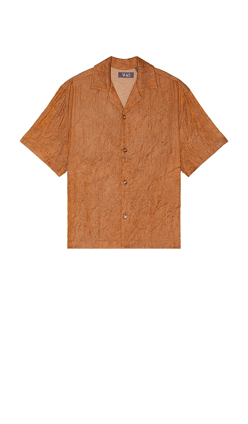 Wao Crinkled Short Sleeve Shirt In Brown