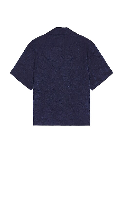 Wao Crinkled Short Sleeve Shirt In 네이비