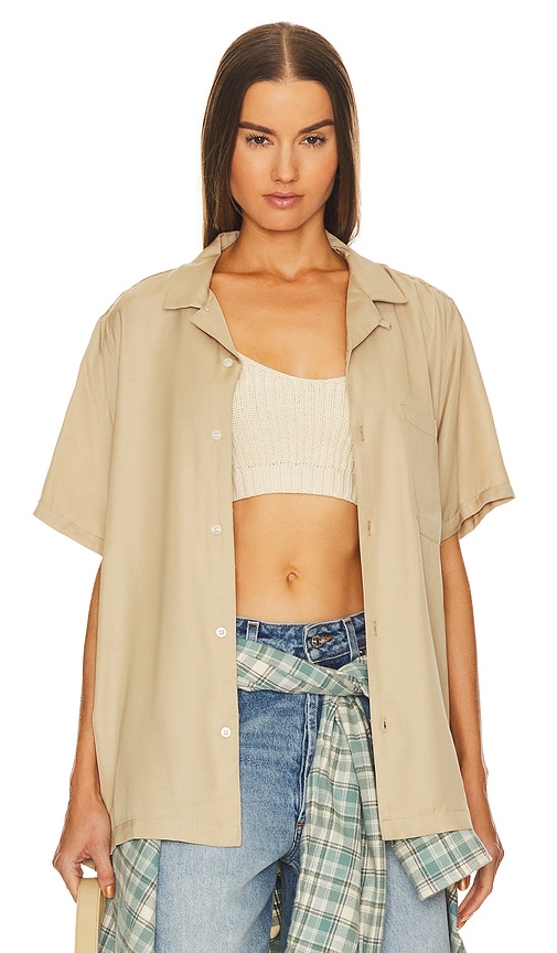 Shop Wao The Camp Shirt In Tan