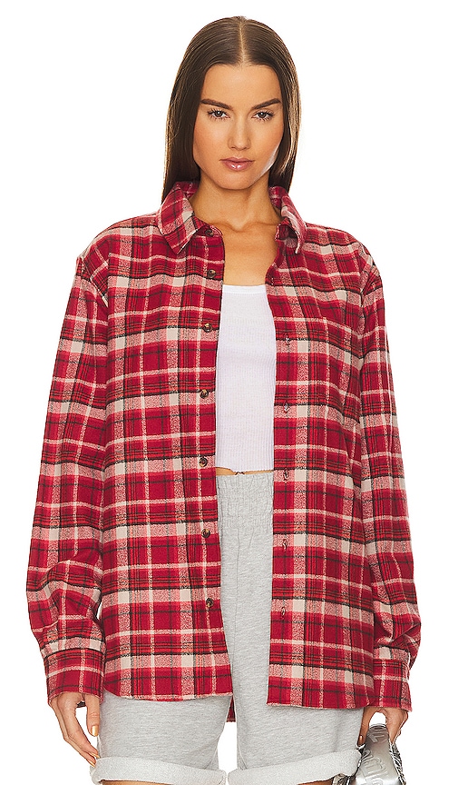 WAO The Flannel Shirt in red & cream | REVOLVE