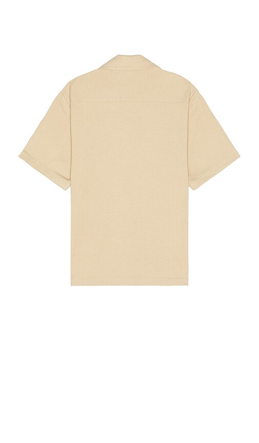 Shop Wao Ribbed Knit Camp Shirt In Tan