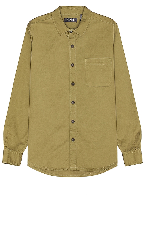 Wao Long Sleeve Twill Shirt In Olive