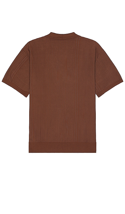 Shop Wao Short Sleeve Pattern Knit Polo In 棕色&灰褐色