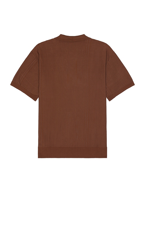 Shop Wao Short Sleeve Pattern Knit Polo In 棕色&灰褐色