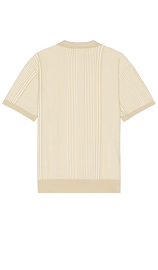 Shop Wao Short Sleeve Pattern Knit Polo In 奶油色 & 自然色