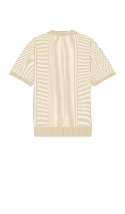 Shop Wao Short Sleeve Pattern Knit Polo In 奶油色 & 自然色