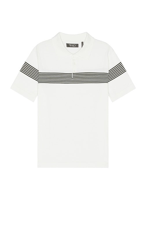 Shop Wao Chest Stripe Polo In 乳白色&黑色