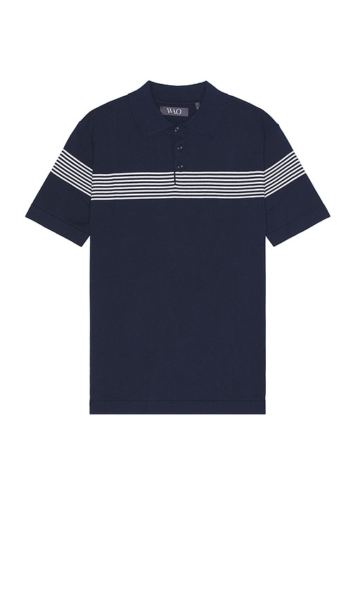 Shop Wao Chest Stripe Polo In 海军蓝 & 乳白色