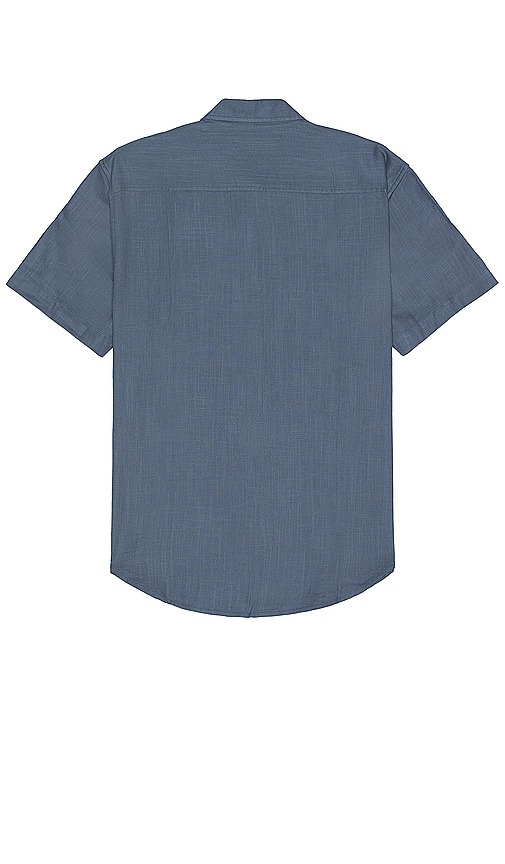 Shop Wao Short Sleeve Slub Shirt In 靛蓝