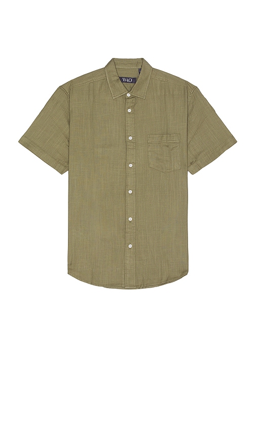 Shop Wao Short Sleeve Slub Shirt In 天蓝