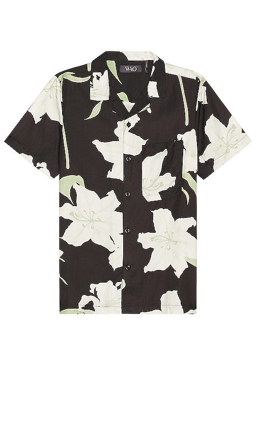 Wao The Camp Shirt In Black White Floral