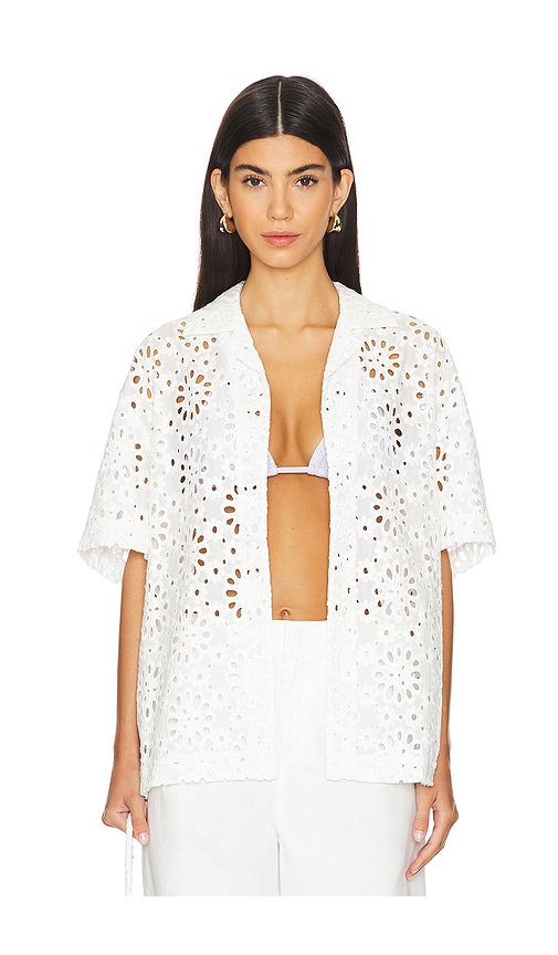 Shop Wao Embroidered Floral Shirt In Í™”ì�´íš¸