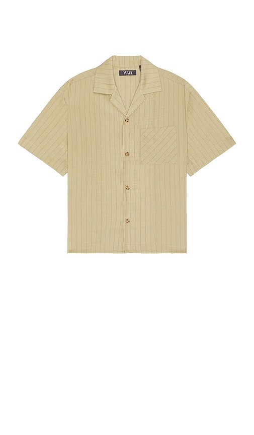 トップス epa stripe shirt WAO Vertical Stripe Short Sleeve Shirt in Taupe & Black