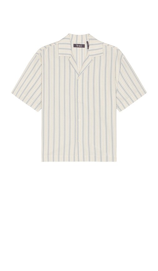 Shop Wao Textured Stripe Camp Shirt In Ivory