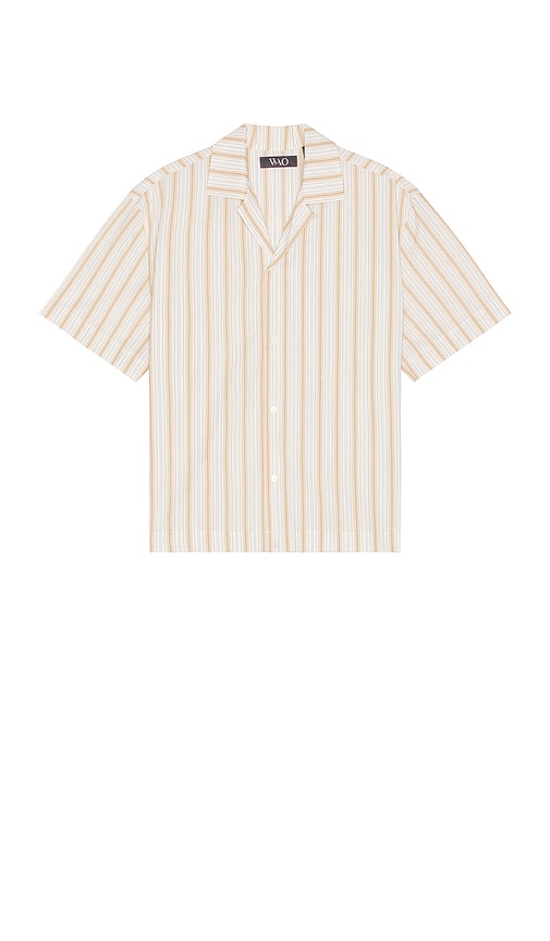 Wao Textured Stripe Camp Shirt In Ivory