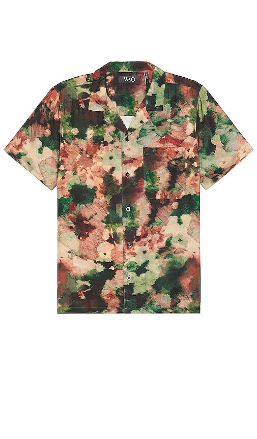 Product image of WAO The Camp Shirt in Olive Brown Abstract. Click to view full details