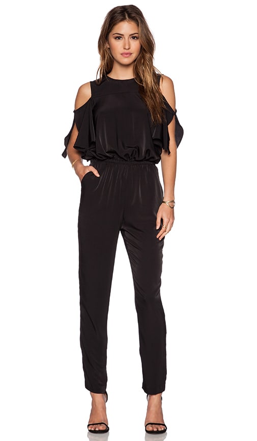 black cold shoulder jumpsuit