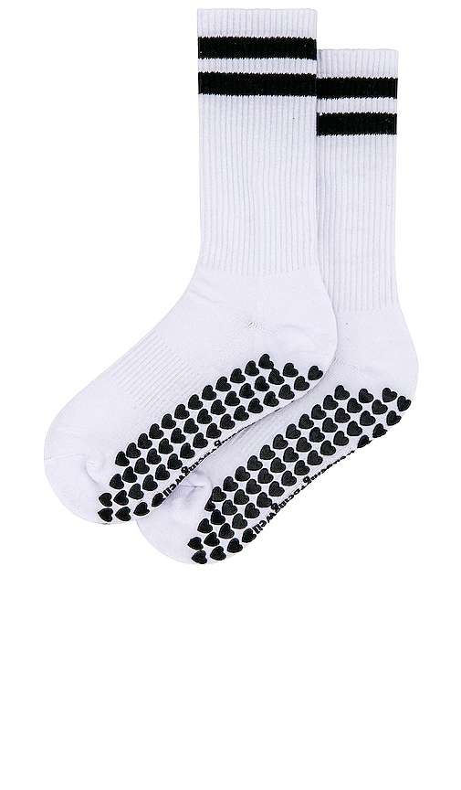 Shop Wellbeing + Beingwell Striped Tube Grip Sock In White