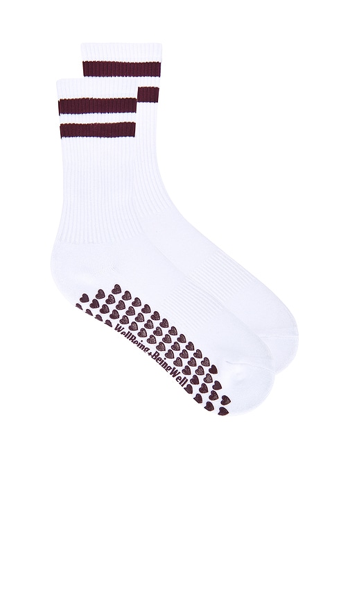 Wellbeing + Beingwell Striped Tube Grip Sock Çÿ袜 €“ White & Port Royale. Űºç � All. In White