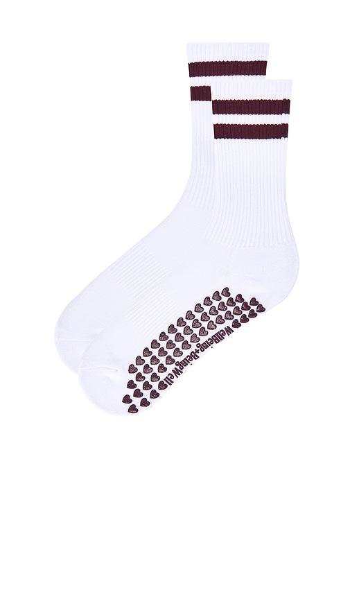 Wellbeing + Beingwell Striped Tube Grip Sock Çÿ袜 €“ White & Port Royale. Űºç � All. In White