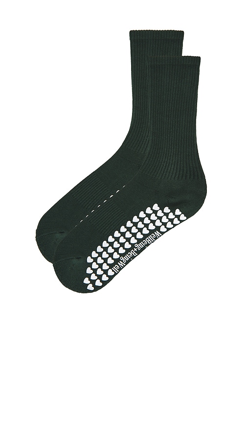 Wellbeing + Beingwell Tube Grip Sock Çÿ­è¢œ Â€“ Æ£®æž—ç»¿ã€�ç™½è‰². Å°ºç � All. In Green