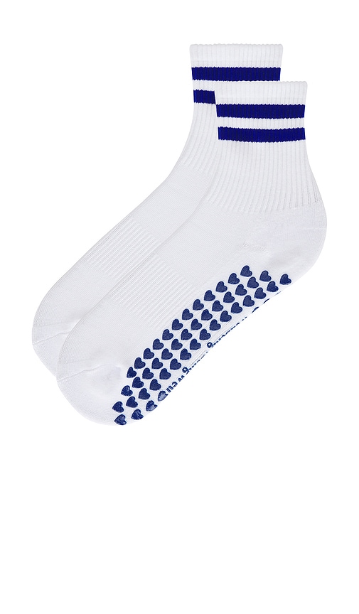 Wellbeing + Beingwell Striped Half Crew Grip Sock Çÿ­è¢œ Â€“ Ç™½è‰² & É'´è“�è‰². Å°ºç � All. In White