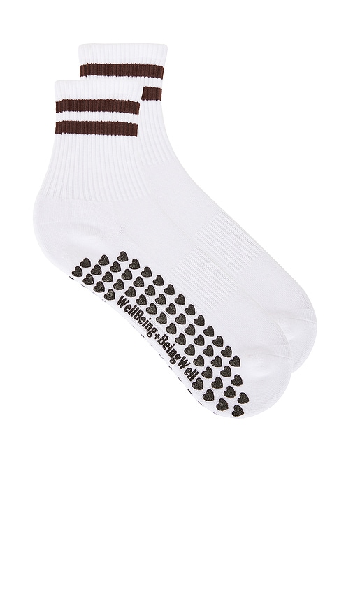 WellBeing + BeingWell WellBeing + BeingWell Striped Half Crew Grip Sock
