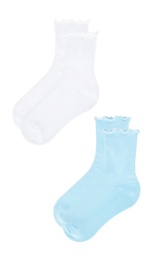  Wellbeing + Beingwell Socken Ruffle Sock 2 Pack In Blue. 