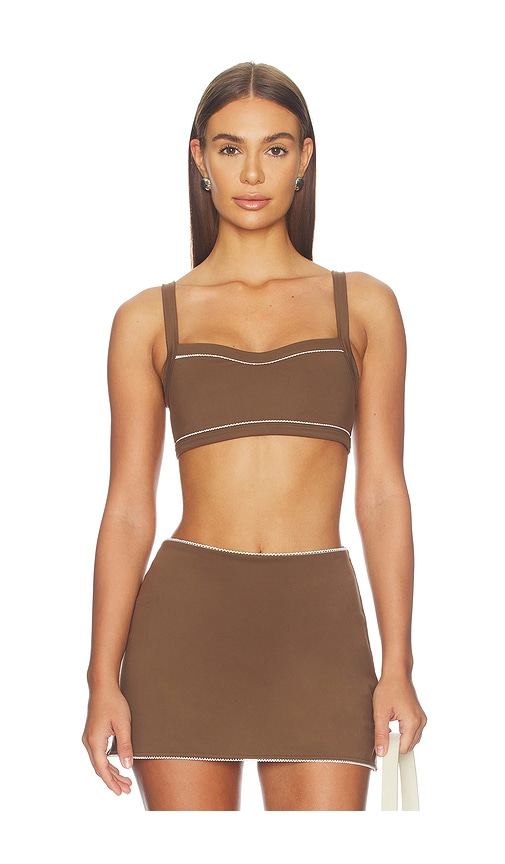 WellBeing + BeingWell Flowwell Ember Sports Bra in Chocolate. - size L (also in M, S, XL, XS, XXS)
