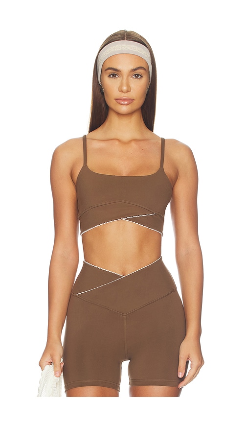 Wellbeing + Beingwell Flowwell Fern Sports Bra In Cocoa & Cream