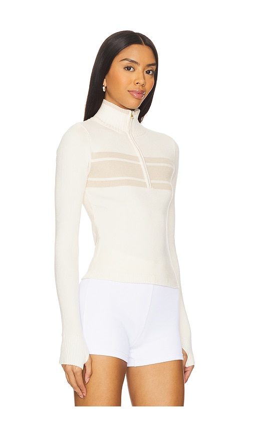 Shop Wellbeing + Beingwell Chalet Half Zip Pullover In Vanilla Ice Stripe