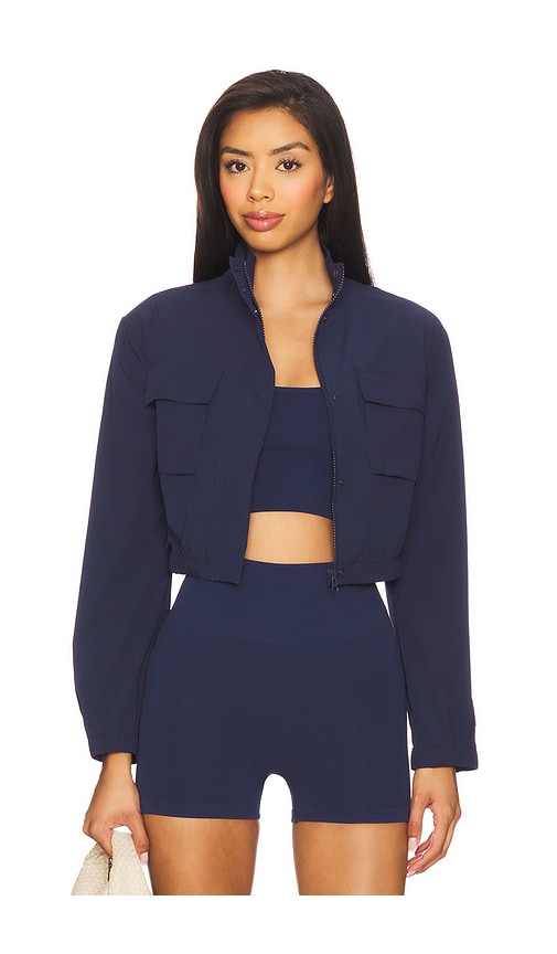 Aspyn Cropped Jacket in Navy. - size XXS (also in L, M, S, XL, XS)